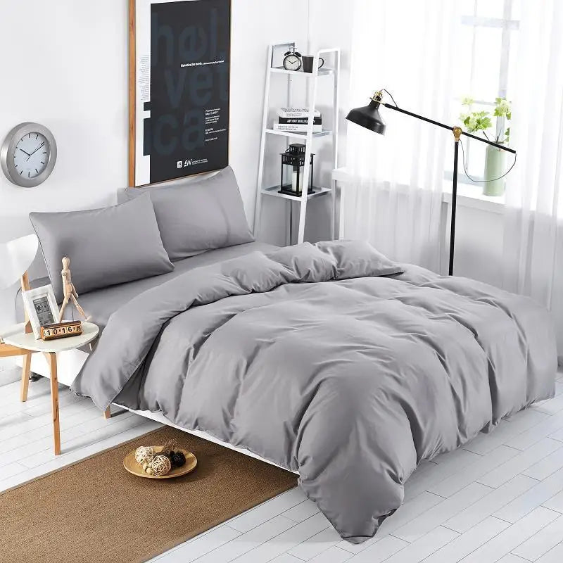 45New Bedding Sets Simple Color Lake Blue Striped Bed Sheet Duver Quilt Cover Pillowcase Soft Silver Gray King Queen Full Twin