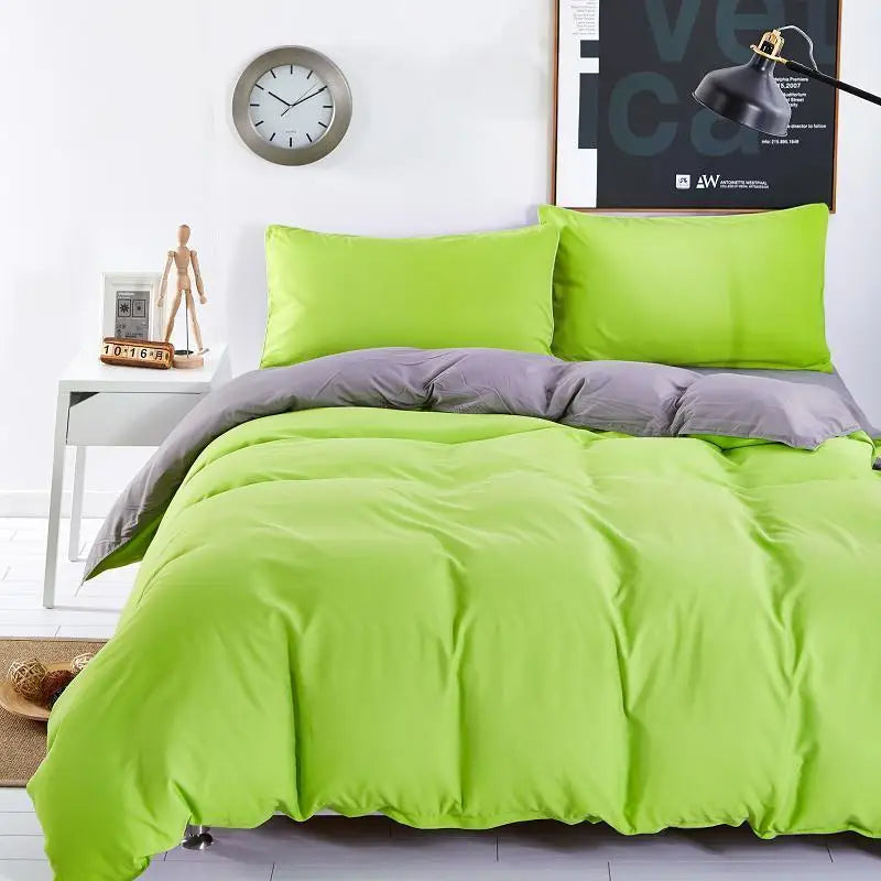 45New Bedding Sets Simple Color Lake Blue Striped Bed Sheet Duver Quilt Cover Pillowcase Soft Silver Gray King Queen Full Twin