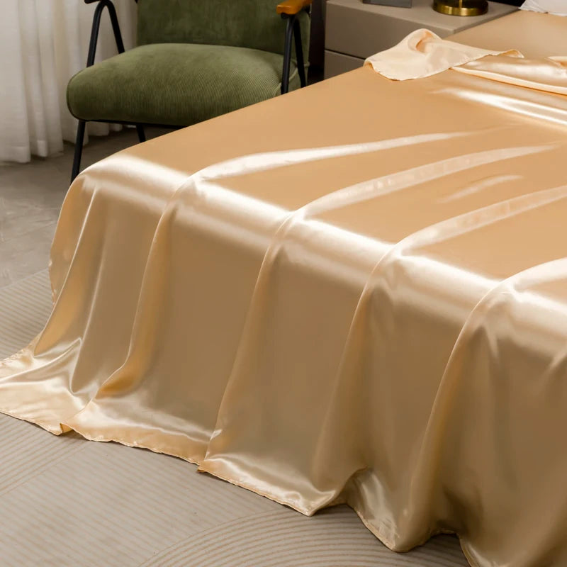 Solid Color Satin Sheet and Pillowcase Set,Luxurious Bedding Ensemble with a Silky Sheen,Twin/Full/Queen/King Size
