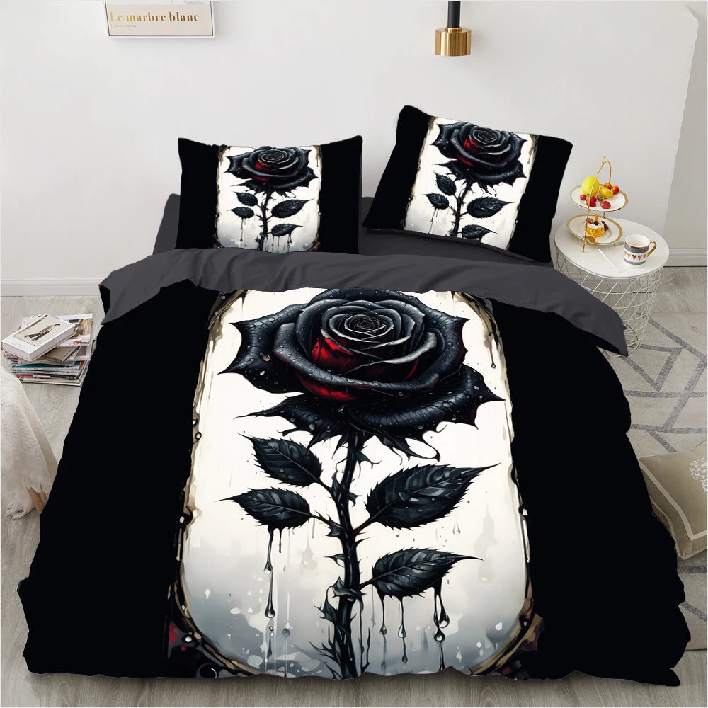 3D Floral Bedding set Duvet/Quilt/Comforter Cover sets Flower Bed Linen gray rose Design Custom King Queen Full Size 200x200