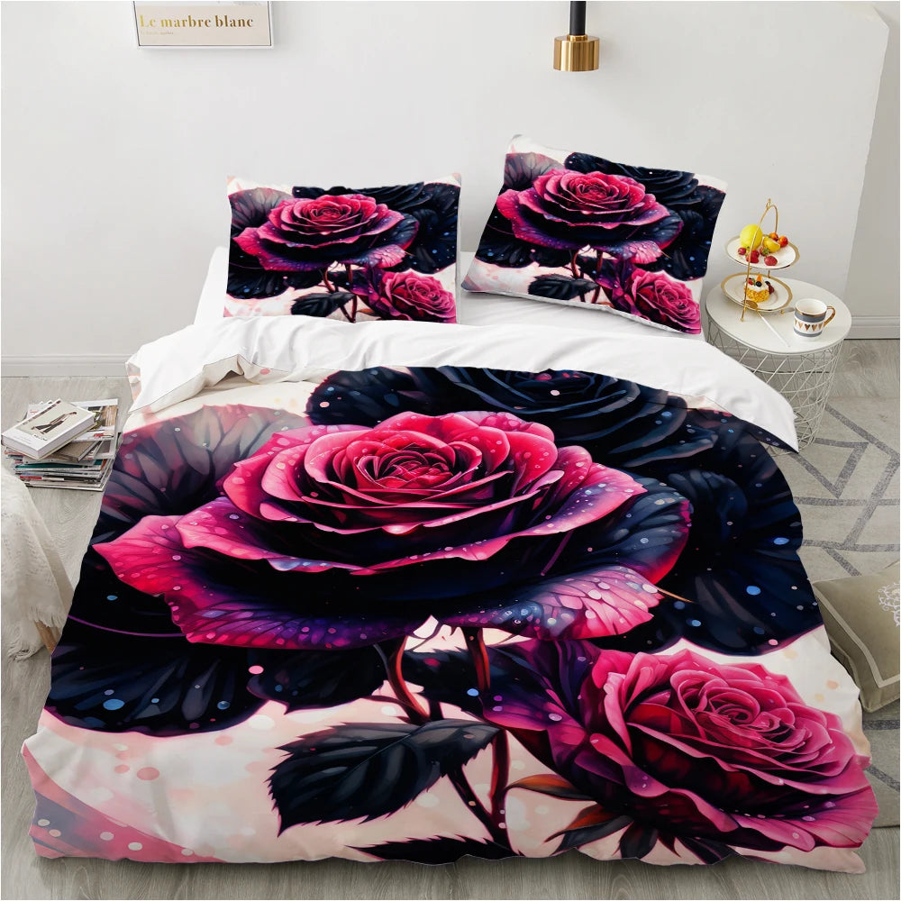 3D Floral Bedding set Duvet/Quilt/Comforter Cover sets Flower Bed Linen gray rose Design Custom King Queen Full Size 200x200