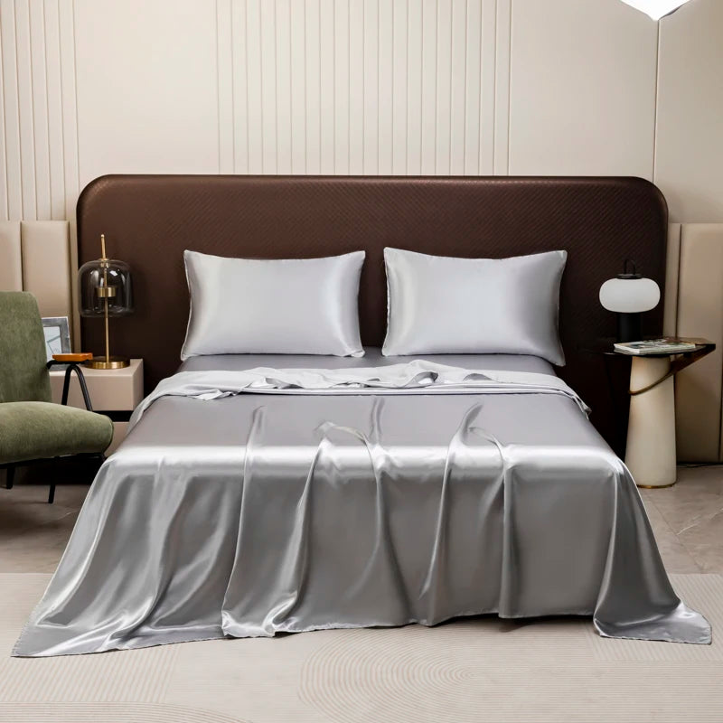Solid Color Satin Sheet and Pillowcase Set,Luxurious Bedding Ensemble with a Silky Sheen,Twin/Full/Queen/King Size