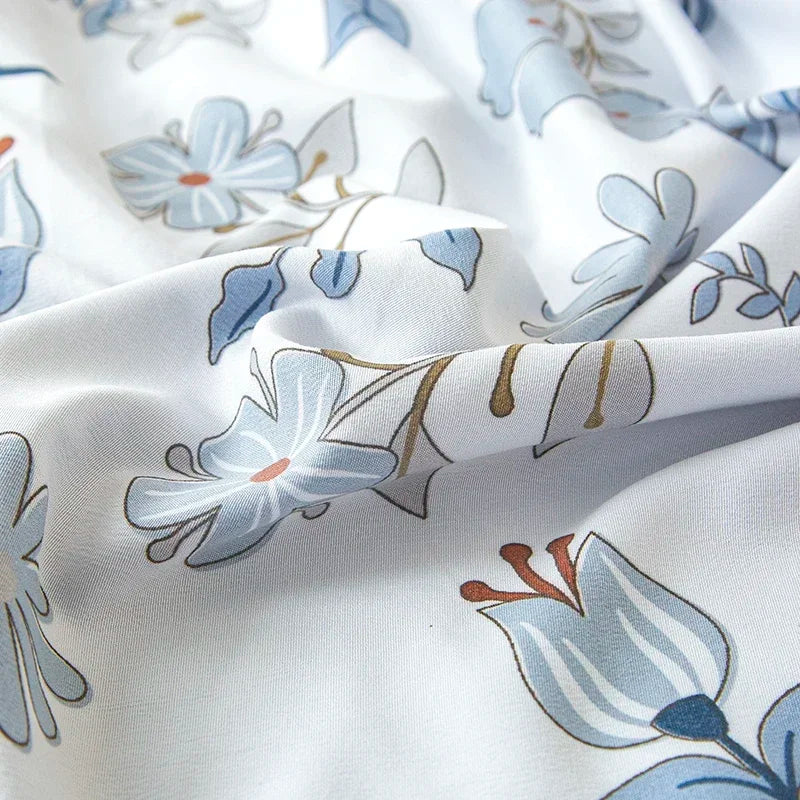 1pc Flower Printed Duvet Cover Washed Cotton housse de couette 이불커버 Single/Queen/King funda nordica cama 90(without pillowcase)