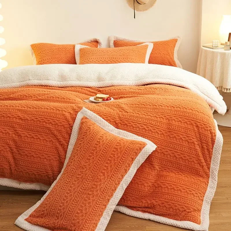 Winter Velvet Bedding Sets Full Size Bed Comforter Set Warm Double Sided Fleece Duvet Cover Sheet Queen Quilt Cover Pillowcase