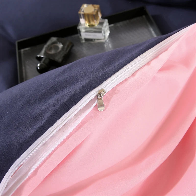 Embroidery Bedding Set High Quality Skin Friendly Quilt Cover Set Solid Color Bed Cover Set Single Double Queen Duvet Cover