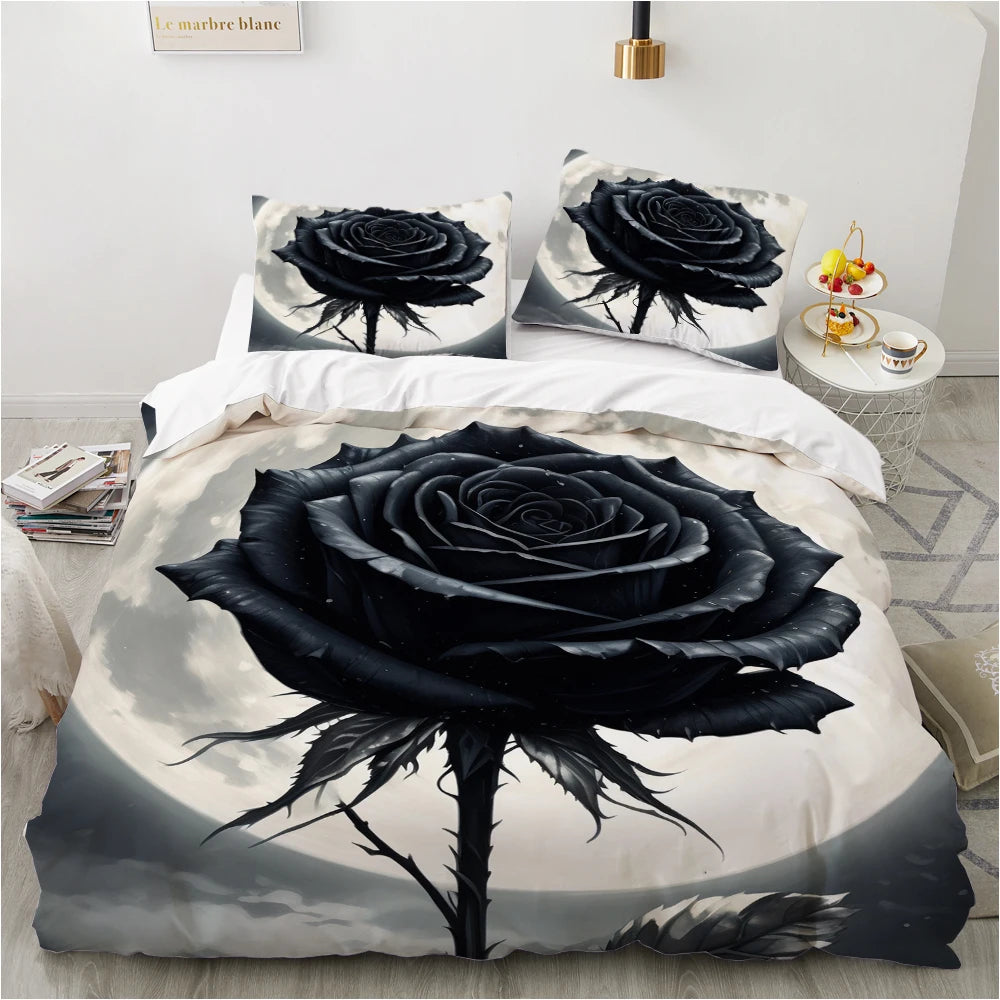 3D Floral Bedding set Duvet/Quilt/Comforter Cover sets Flower Bed Linen gray rose Design Custom King Queen Full Size 200x200