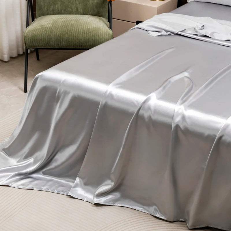 Solid Color Satin Sheet and Pillowcase Set,Luxurious Bedding Ensemble with a Silky Sheen,Twin/Full/Queen/King Size