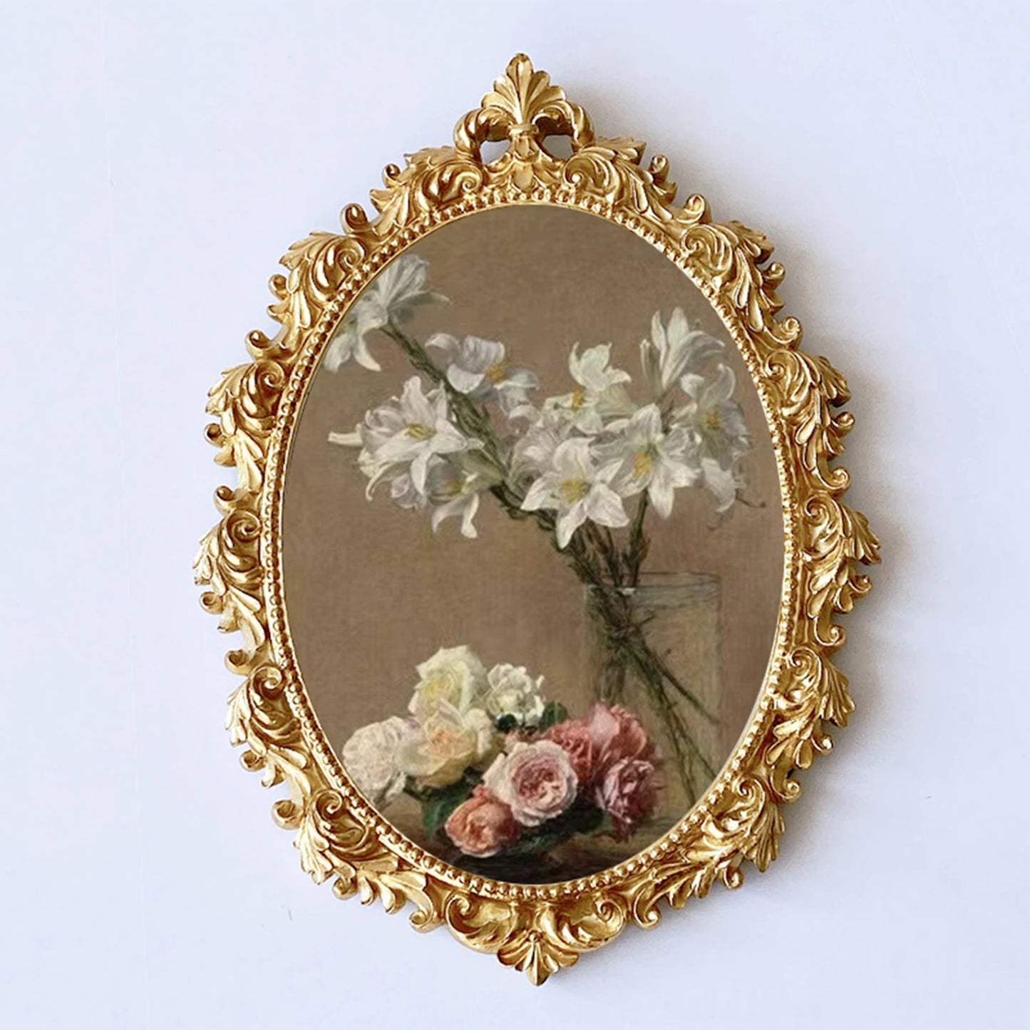 Picture Frame Antique Style Floral Embossed Frame Baroque Photo Frame for Home Office Living Room Hallway Decoration