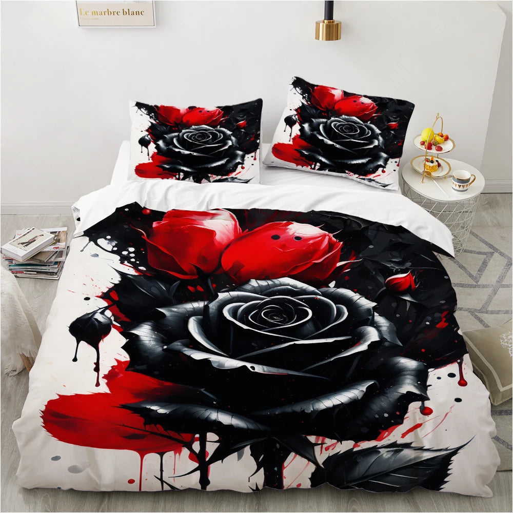 3D Floral Bedding set Duvet/Quilt/Comforter Cover sets Flower Bed Linen gray rose Design Custom King Queen Full Size 200x200