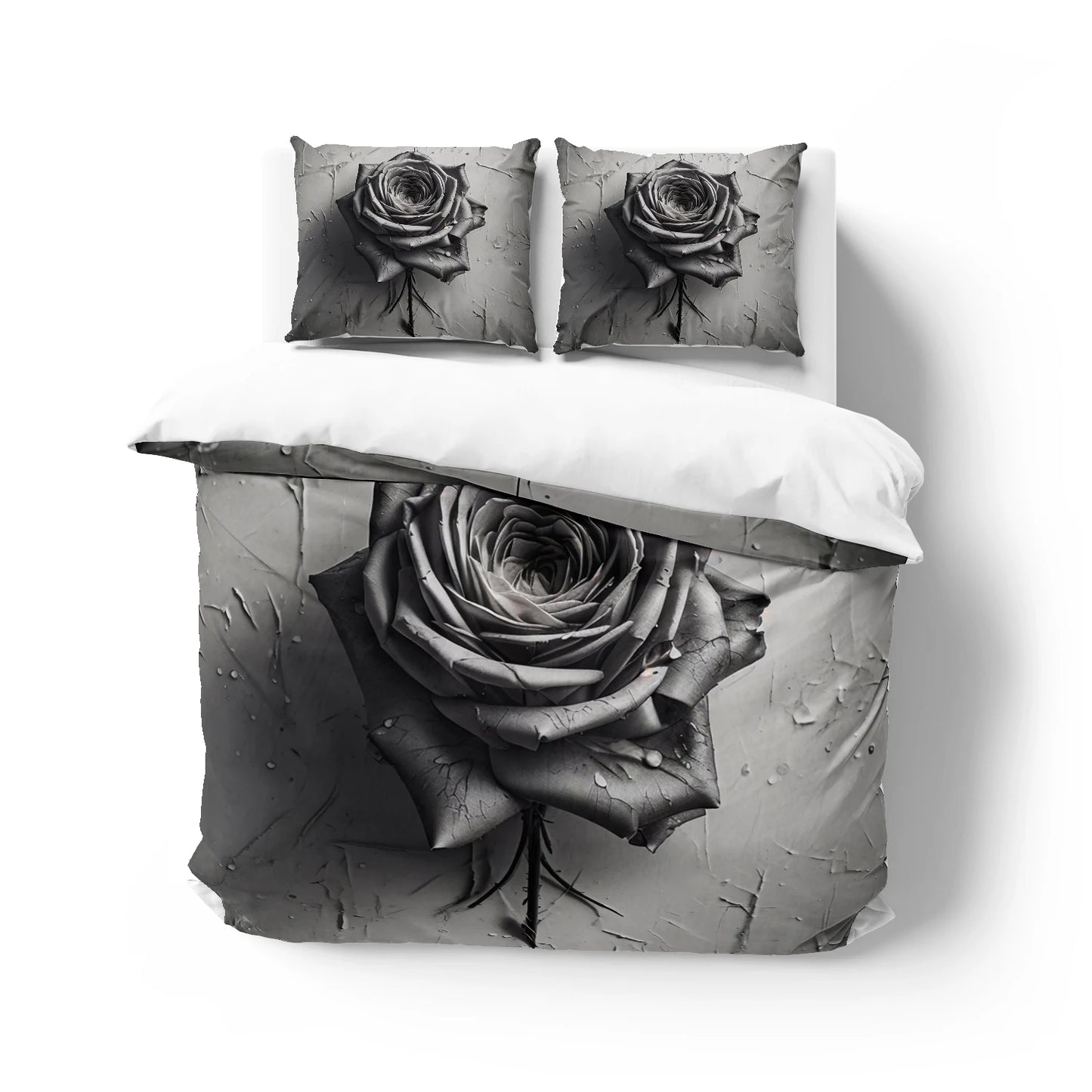3D Floral Bedding set Duvet/Quilt/Comforter Cover sets Flower Bed Linen gray rose Design Custom King Queen Full Size 200x200