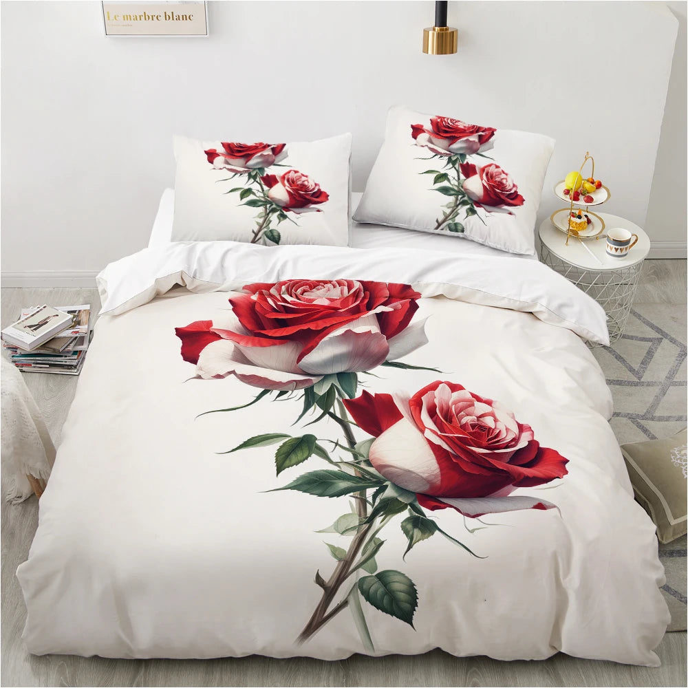 3D Floral Bedding set Duvet/Quilt/Comforter Cover sets Flower Bed Linen gray rose Design Custom King Queen Full Size 200x200