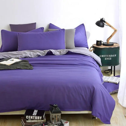 45New Bedding Sets Simple Color Lake Blue Striped Bed Sheet Duver Quilt Cover Pillowcase Soft Silver Gray King Queen Full Twin