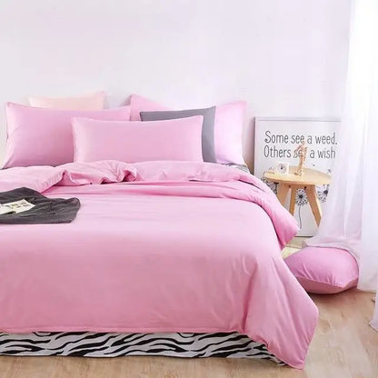 45New Bedding Sets Simple Color Lake Blue Striped Bed Sheet Duver Quilt Cover Pillowcase Soft Silver Gray King Queen Full Twin