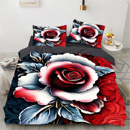 3D Floral Bedding set Duvet/Quilt/Comforter Cover sets Flower Bed Linen gray rose Design Custom King Queen Full Size 200x200