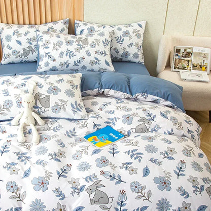 1pc Flower Printed Duvet Cover Washed Cotton housse de couette 이불커버 Single/Queen/King funda nordica cama 90(without pillowcase)