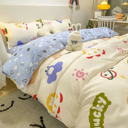 Floral Pattern Duvet Cover Set with Pillowcase Sheet Soft Home Bedding Set Cover No Filling Warm Bed Linen Twin Full Queen Size