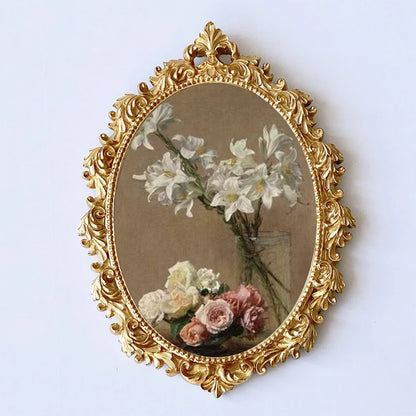 Picture Frame Antique Style Floral Embossed Frame Baroque Photo Frame for Home Office Living Room Hallway Decoration